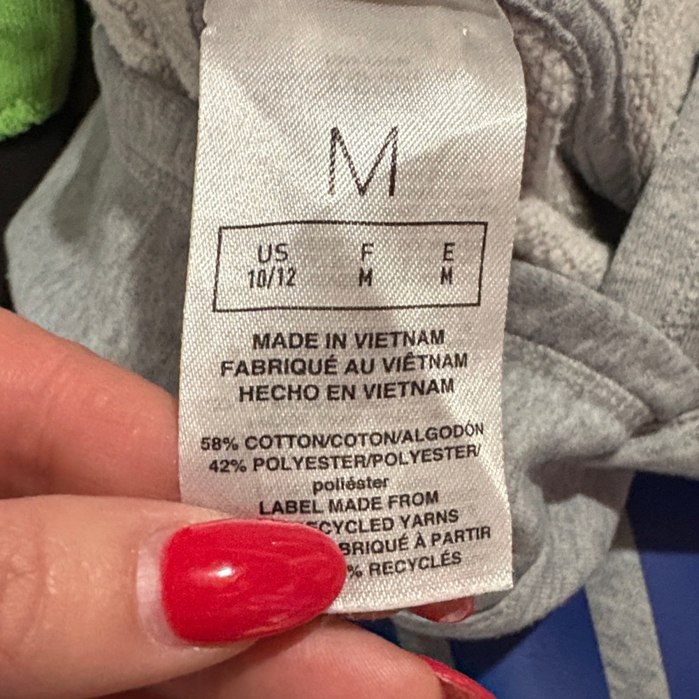 Adidas Heather Gray Hoodie with Navy Logo size 10/12 - Picture 9 of 9